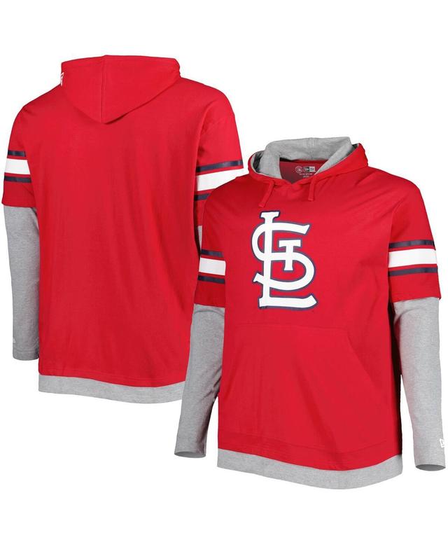 Mens New Era Red St. Louis Cardinals Big and Tall Twofer Pullover Hoodie Product Image