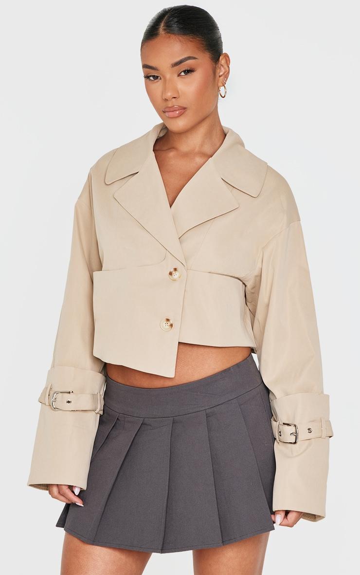 Stone Panelling Detail Crop Trench Coat Product Image