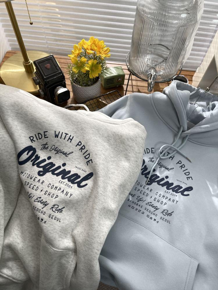 Lettering Print Drawstring Hoodie Product Image