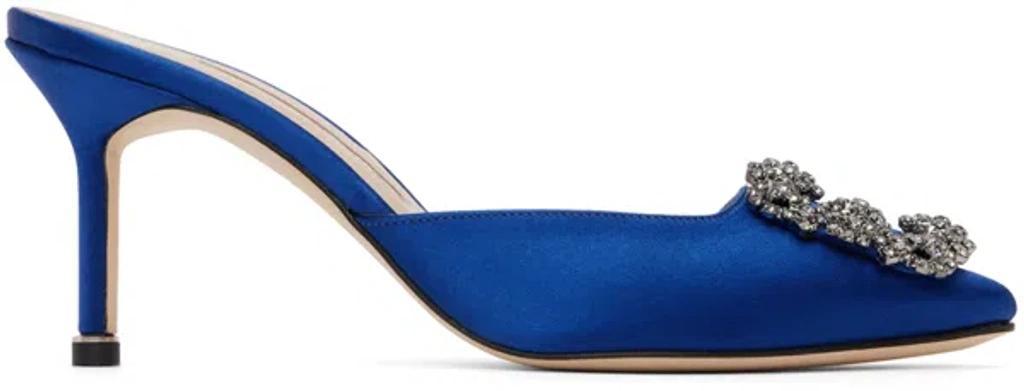 MANOLO BLAHNIK Hangisimu 70 Satin Pump In Blue Product Image