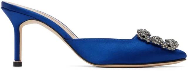 MANOLO BLAHNIK Hangisimu 70 Satin Pump In Blue Product Image