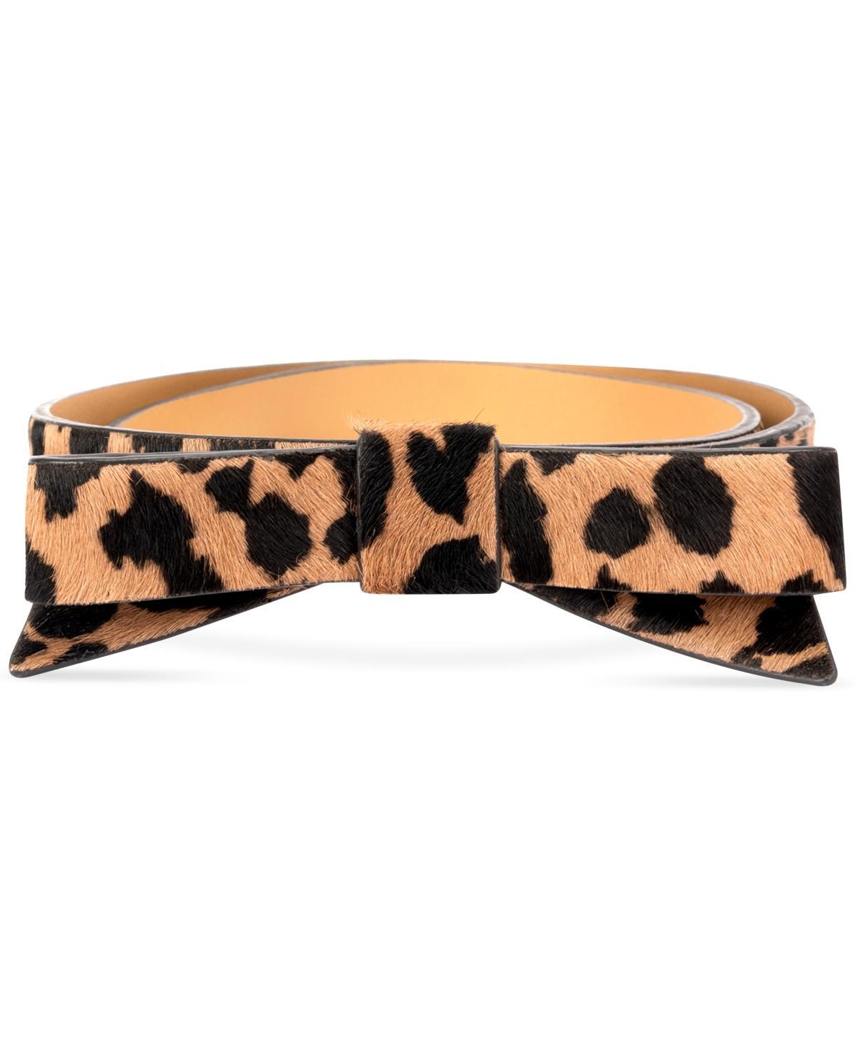 Kate Spade New York Womens Spotted Haircalf Bow Belt - Tobacco Product Image