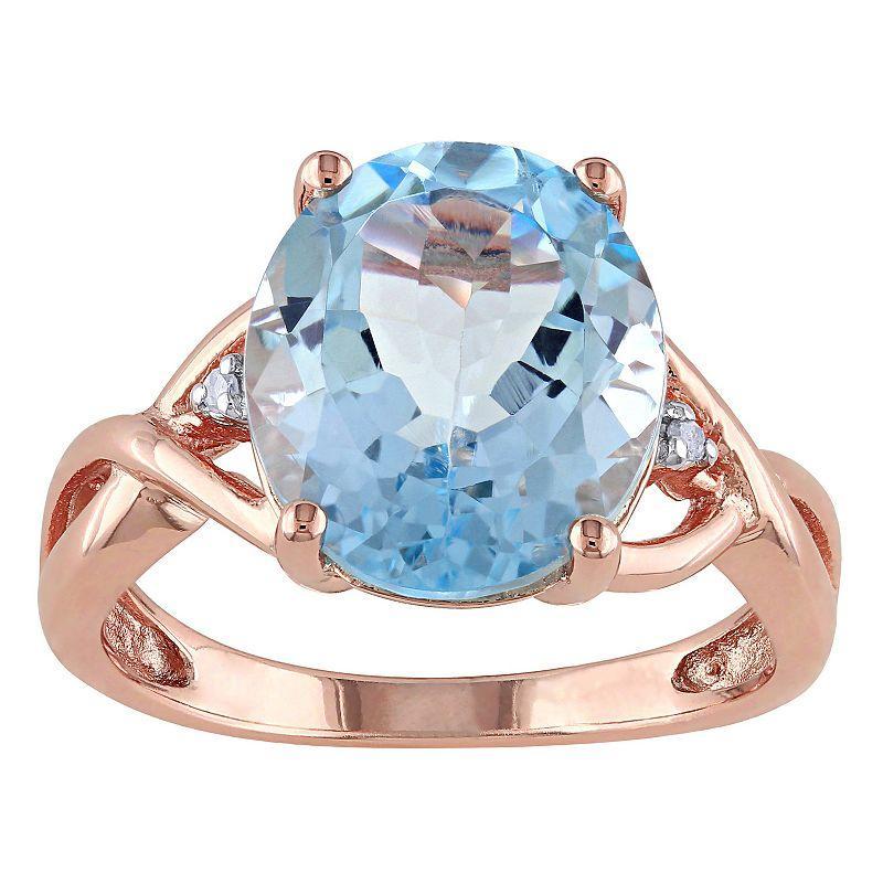 Stella Grace 18k Rose Gold Over Silver Sky Blue Topaz & Diamond Accent Cocktail Ring, Womens Rose Gold Tone Product Image