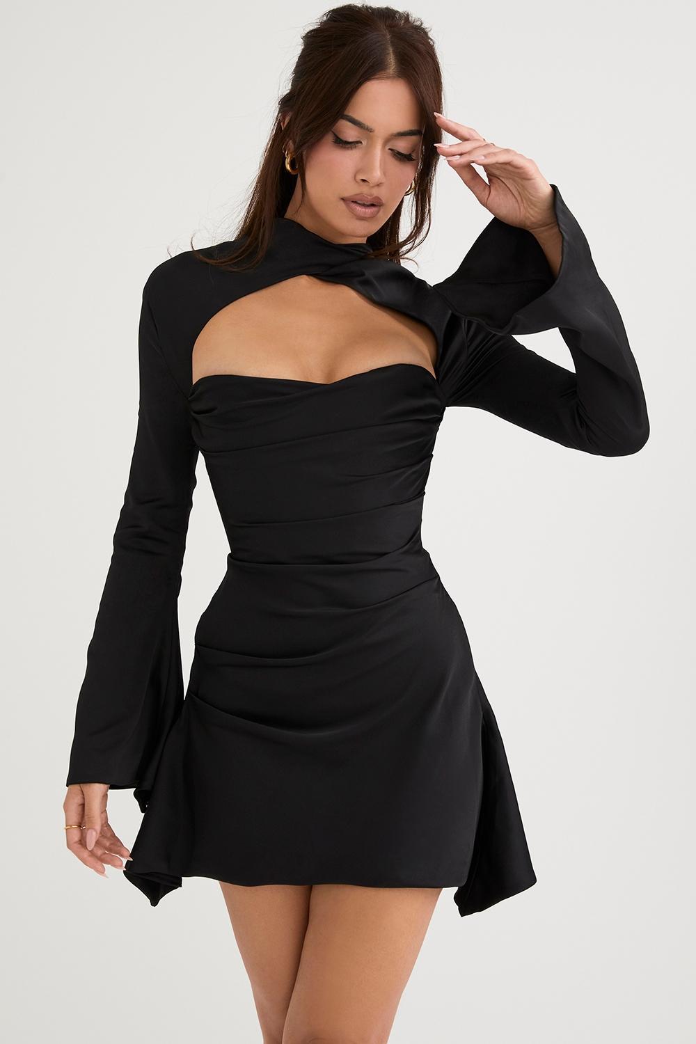 Toira Black Draped Corset Dress Product Image