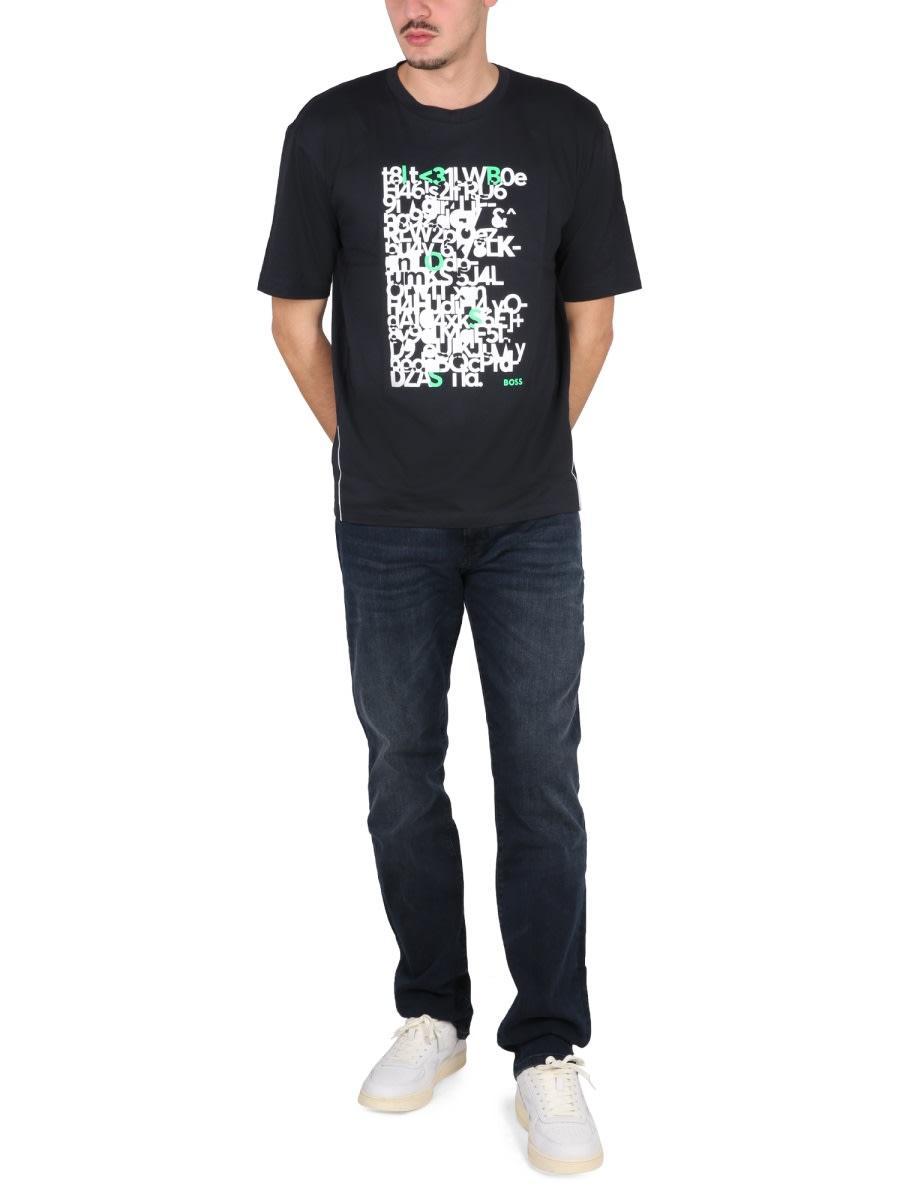 HUGO BOSS Logo Print T-shirt In Blue Product Image