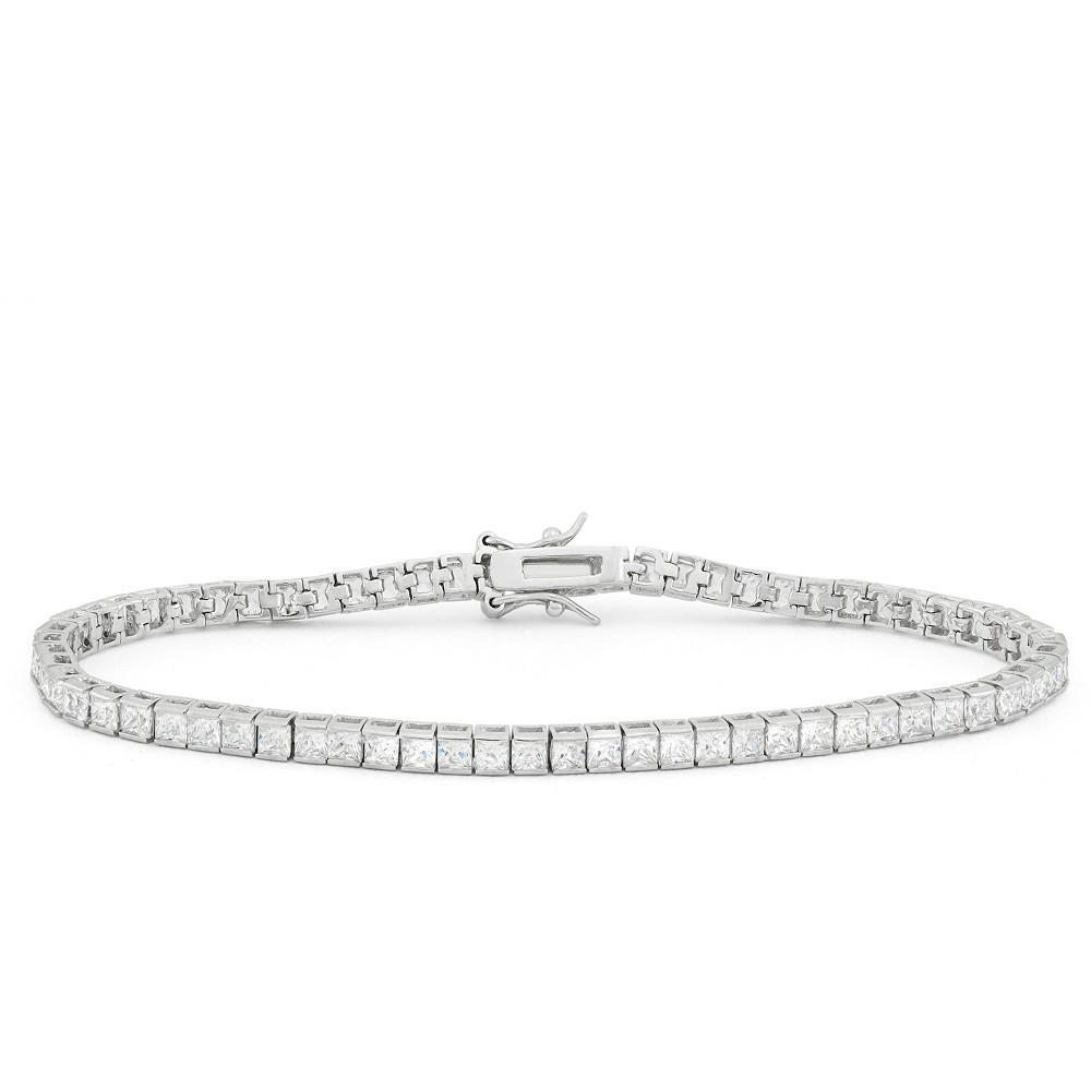 2.5mm Square-cut Cubic Zirconia Tennis Bracelet in Sterling Silver Product Image