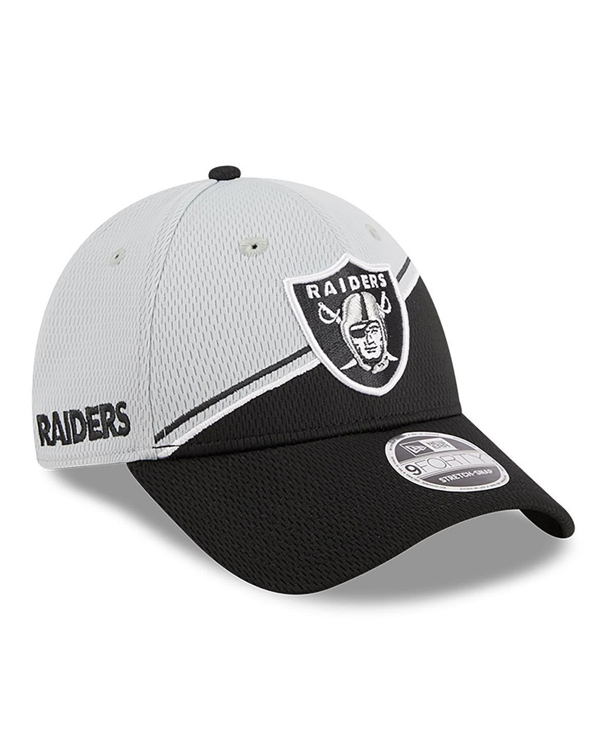 Mens New Era Gray/Black Las Vegas Raiders 2023 Sideline 9FORTY Adjustable Hat Product Image