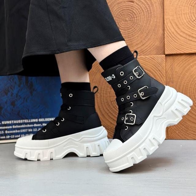 Platform Buckled High Top Sneakers Product Image