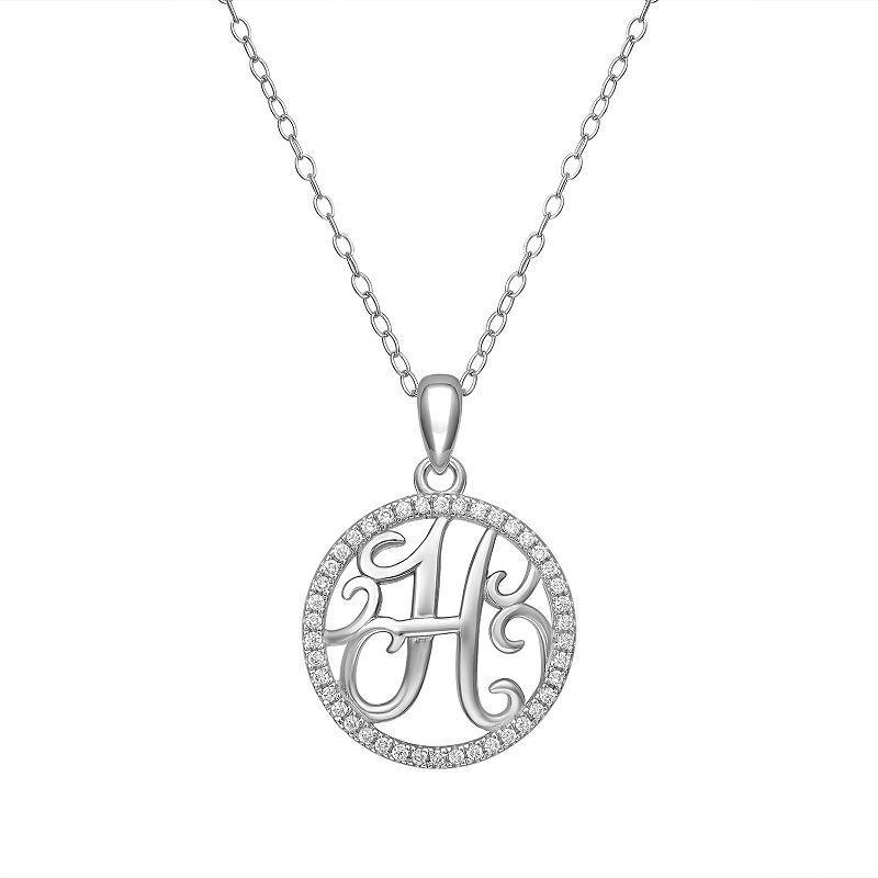 PRIMROSE Sterling Silver Cubic Zirconia Initial Pendant Necklace, Womens Product Image