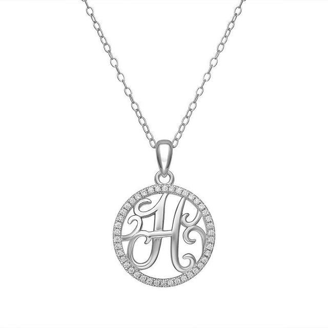 PRIMROSE Sterling Silver Cubic Zirconia Initial Pendant Necklace, Womens Product Image