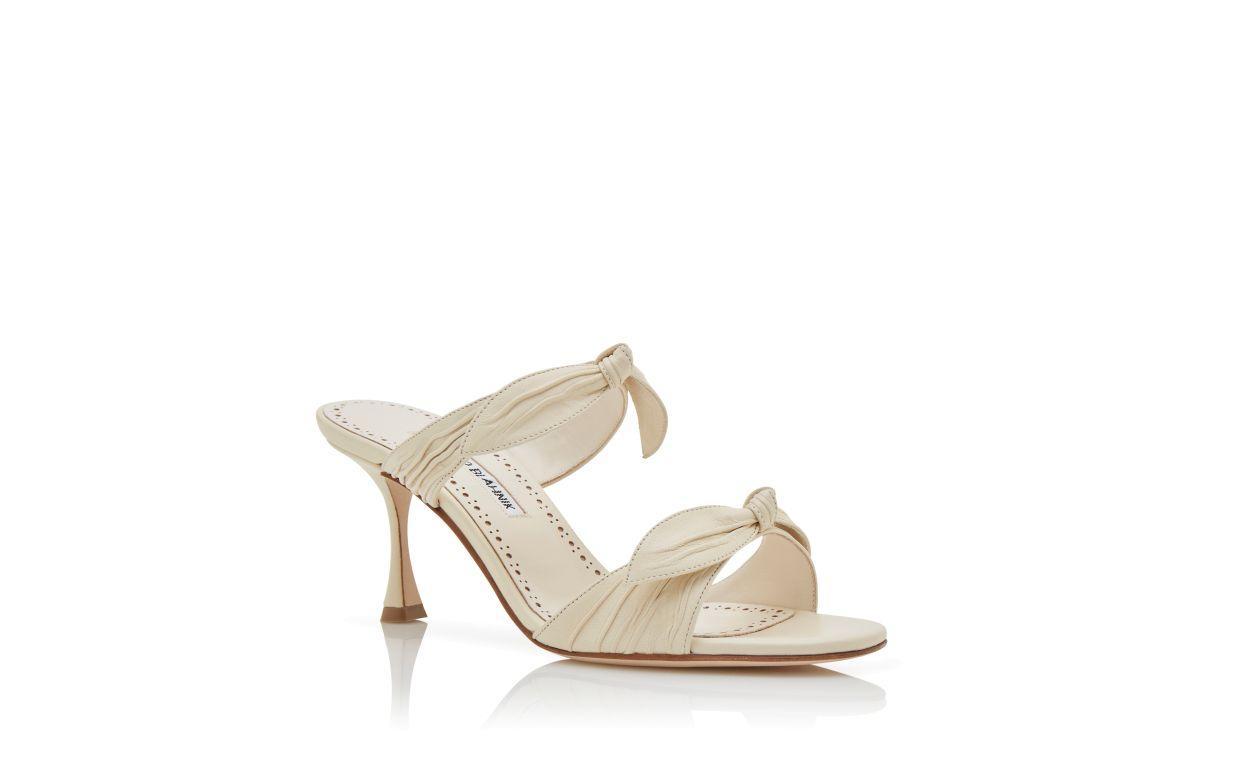 LOLLO Cream Nappa Leather Bow Detail Mules Product Image