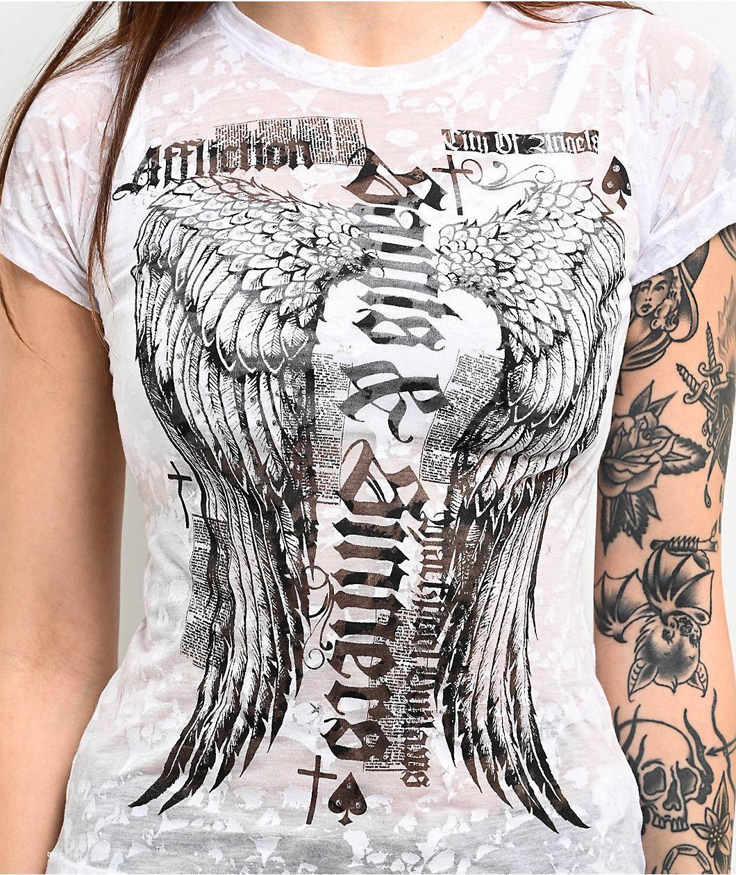 Affliction Angel City Burnout White T-Shirt Product Image