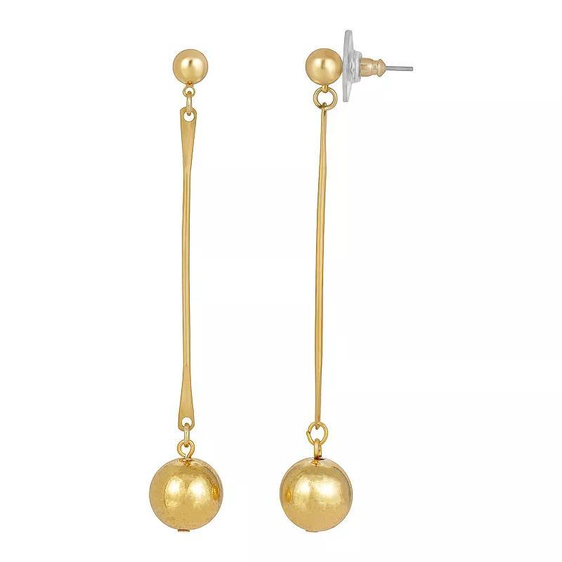 1928 Gold Tone Linear Drop Bar Beaded Earrings, Womens, Yellow Product Image