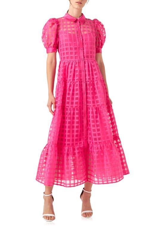 English Factory Grid Pattern Tiered Midi Shirtdress Product Image