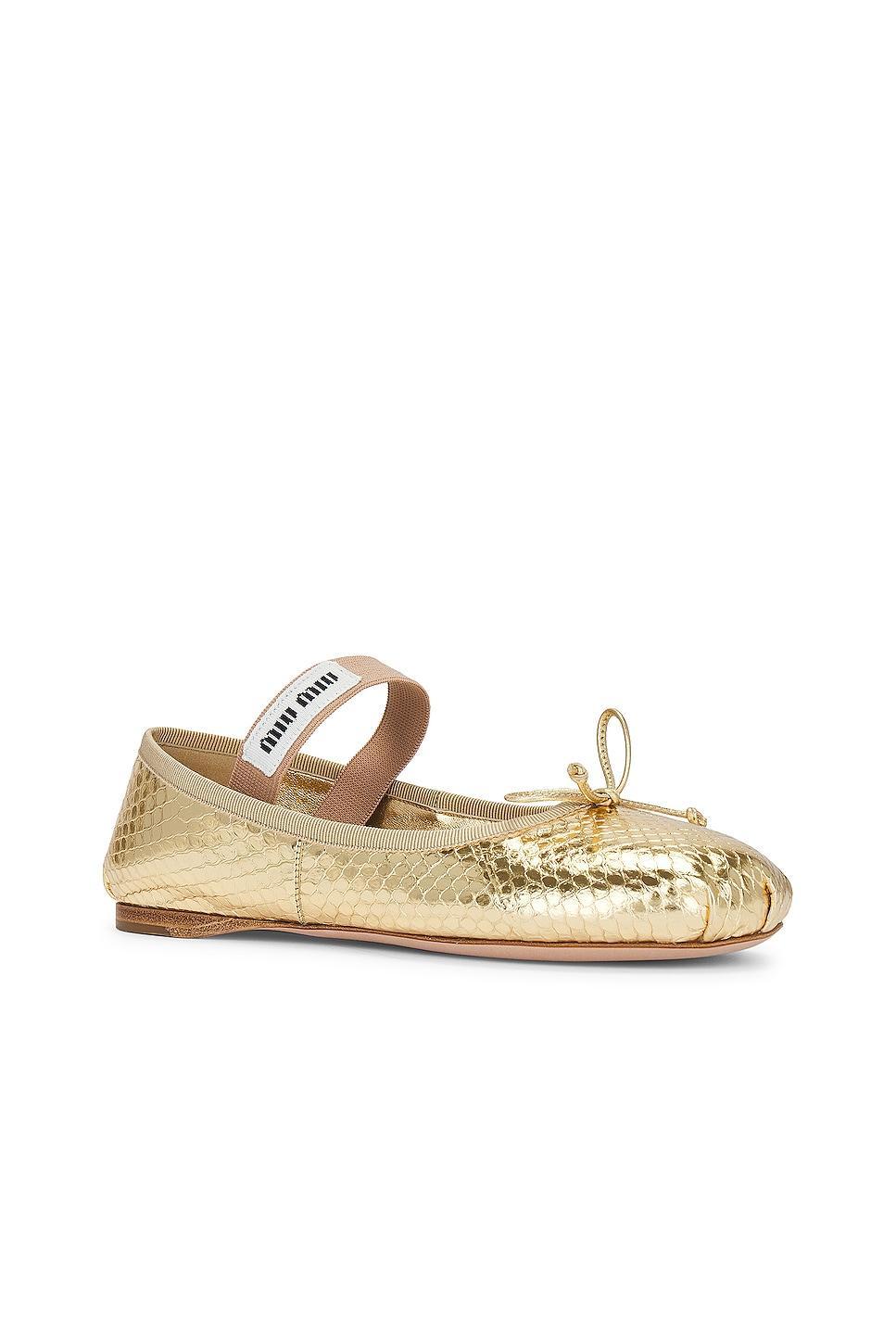 Miu Miu Ballerina in Metallic Gold Product Image