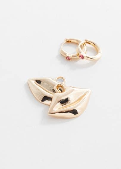 MANGO - Detachable lips earrings - One size - Women Product Image