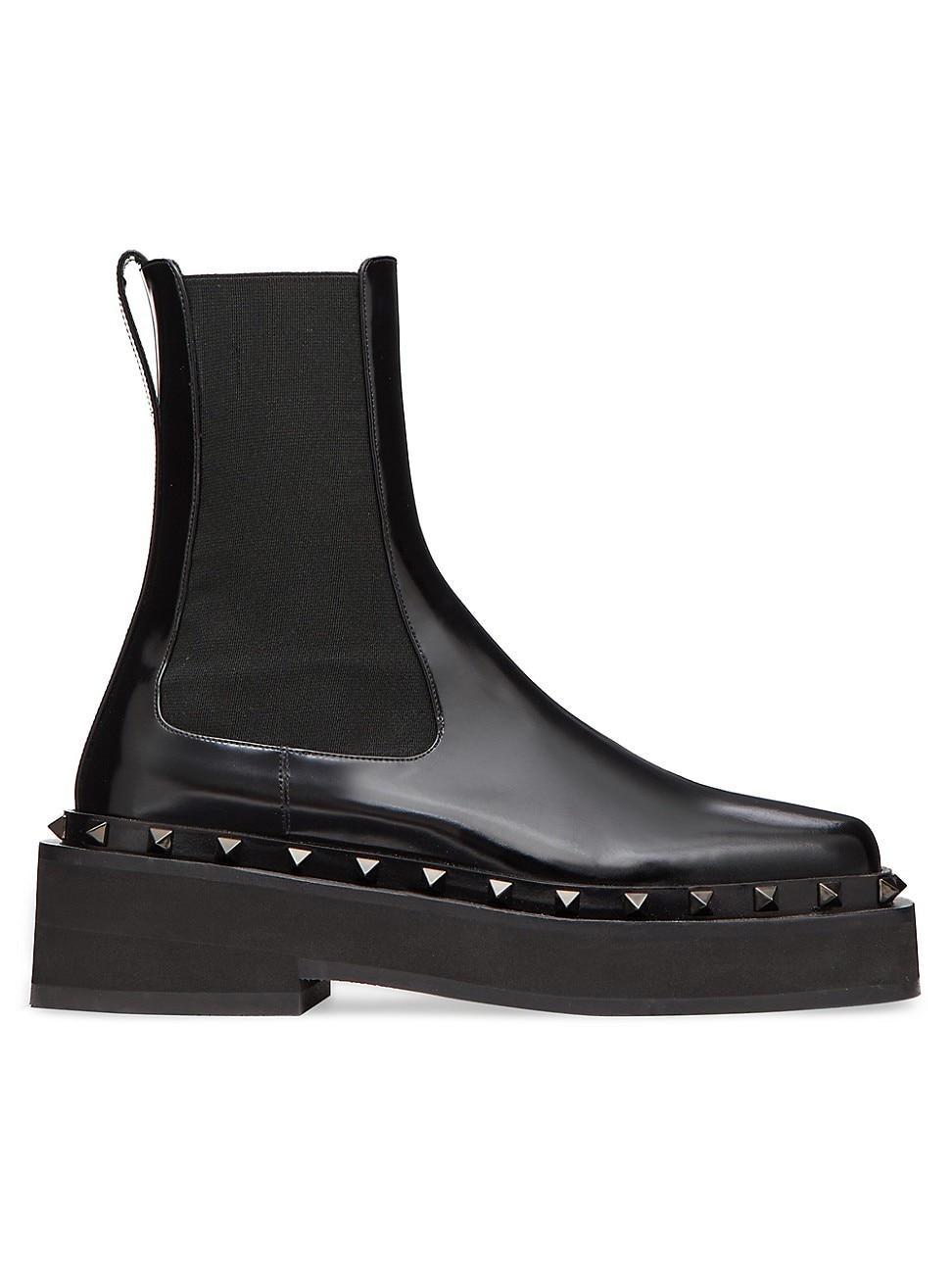 Womens M-Way Rockstud Beatle Boots In Calfskin With Tone-On-Tone Studs Product Image