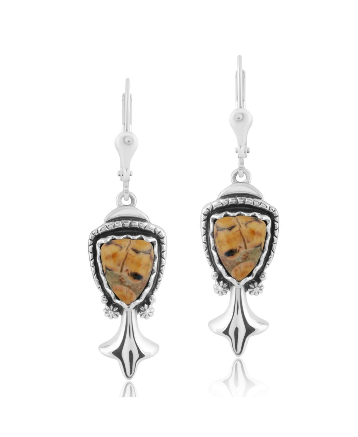 American West Jewelry Sterling Silver Womens Dangle Earrings Choice of Gemstone Color Product Image