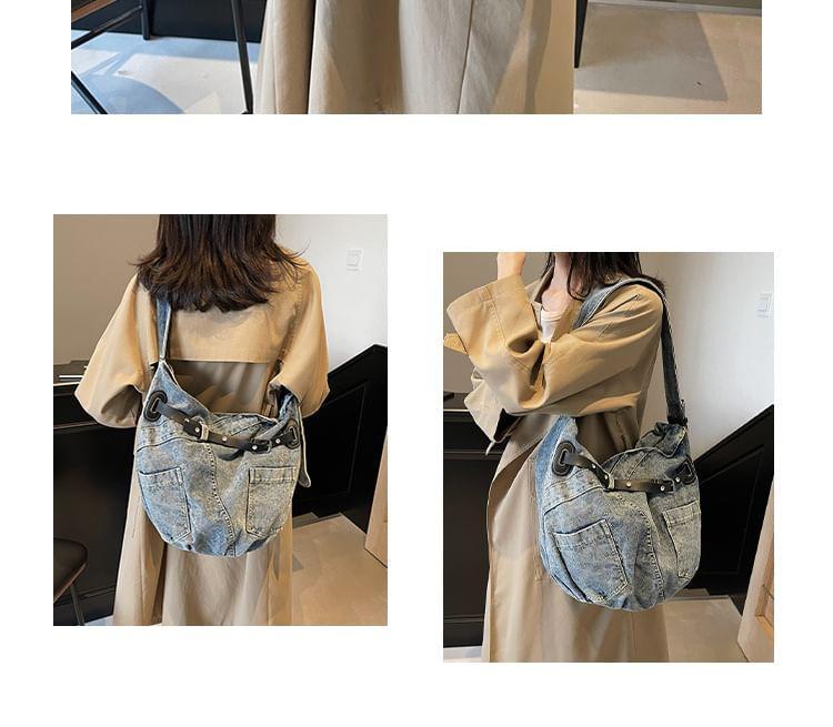 Washed Buckled Denim Crossbody Bag Product Image