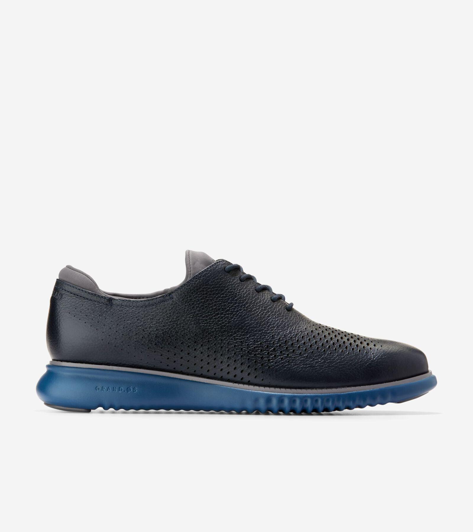 Cole Haan Mens 2.ZERGRAND Laser Wingtip Oxford Shoes Oxford Lined - Blue Size 7.5 Product Image