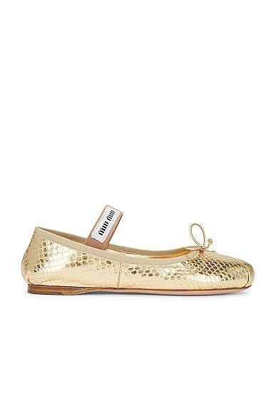 Miu Miu Ballerina in Metallic Gold Product Image