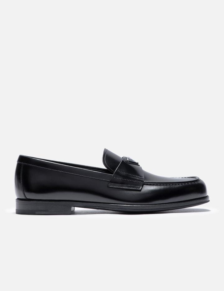 PRADA Leather Loafers In Nero Product Image