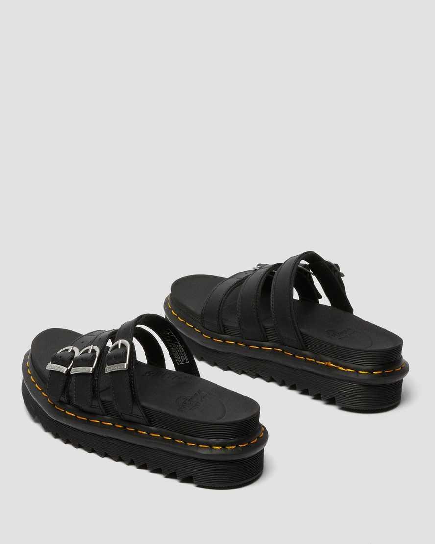 Dr. Martens Womens Blaire Leather Buckle Platform Slide Sandals Product Image