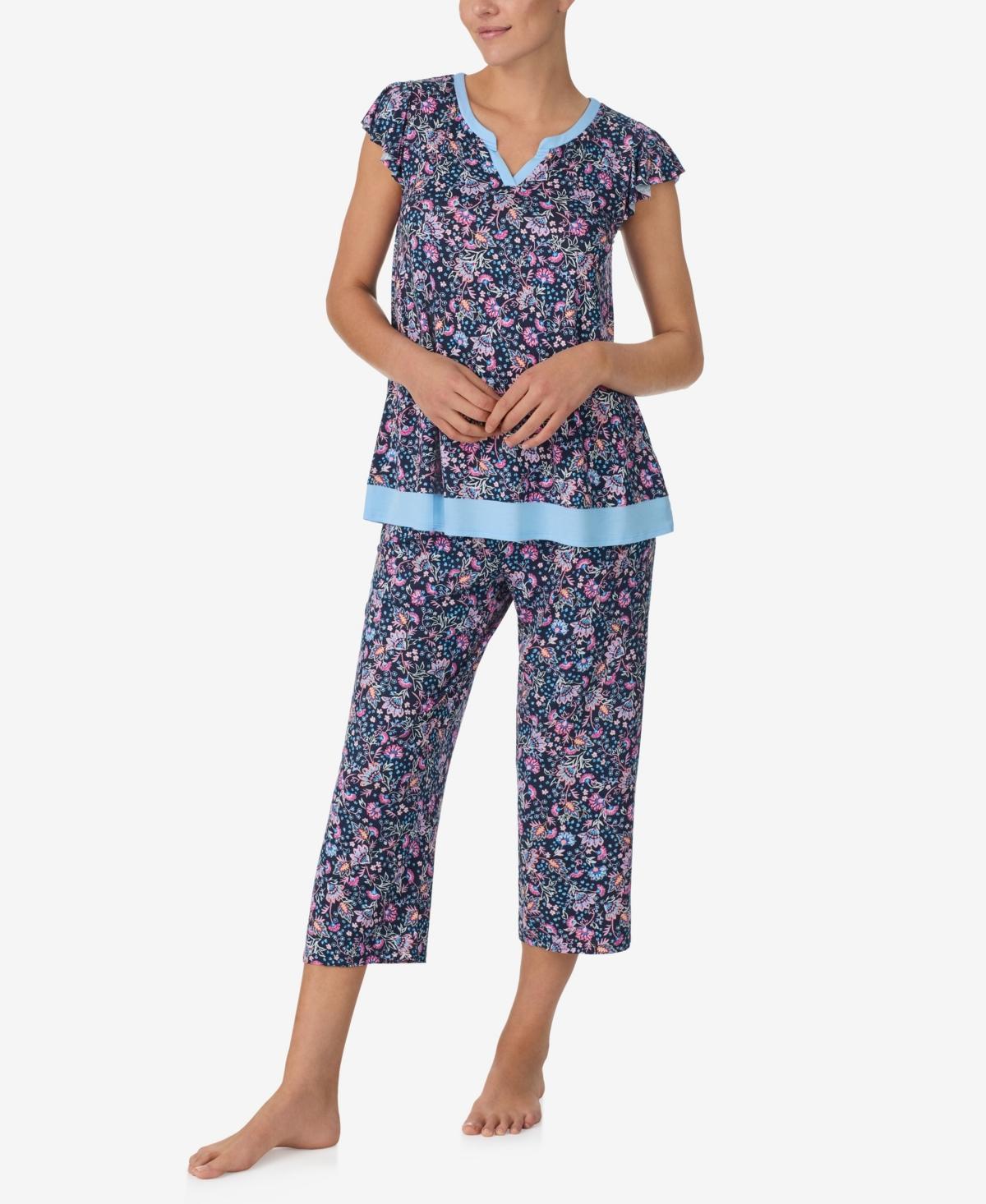 Ellen Tracy Womens Short Sleeve Cropped Pj Set Product Image