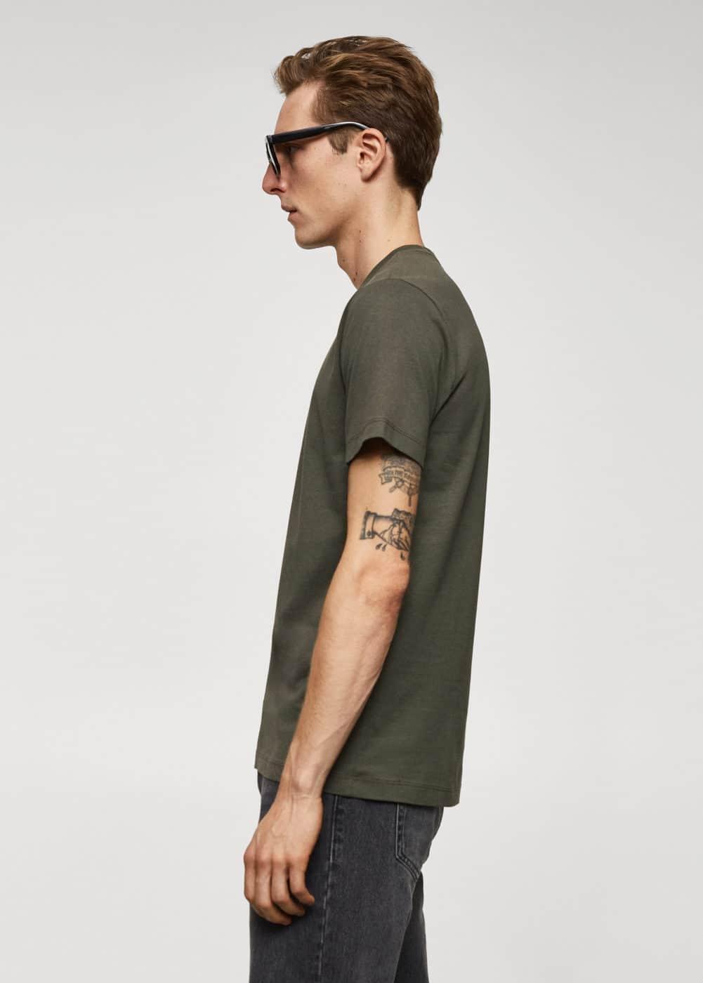 MANGO MAN - Basic cotton stretch T-shirt olive greenMen Product Image