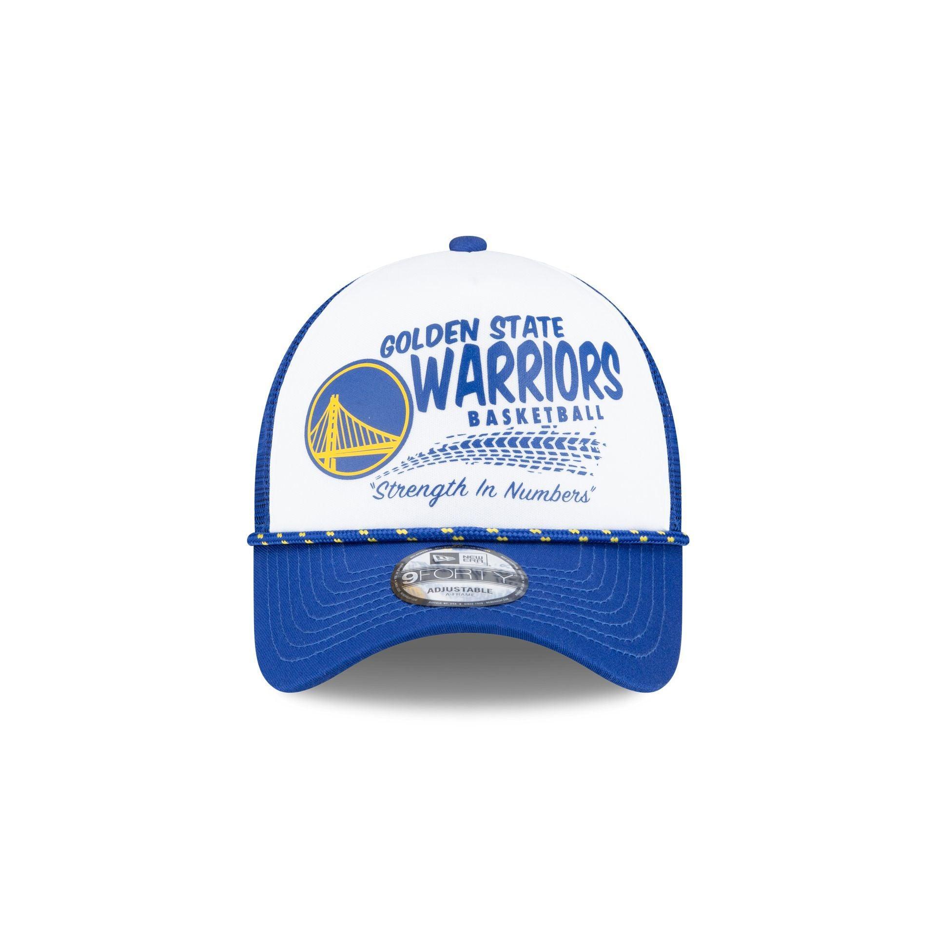 Golden State Warriors 2024 Rally Drive White 9FORTY A-Frame Trucker Hat Male Product Image