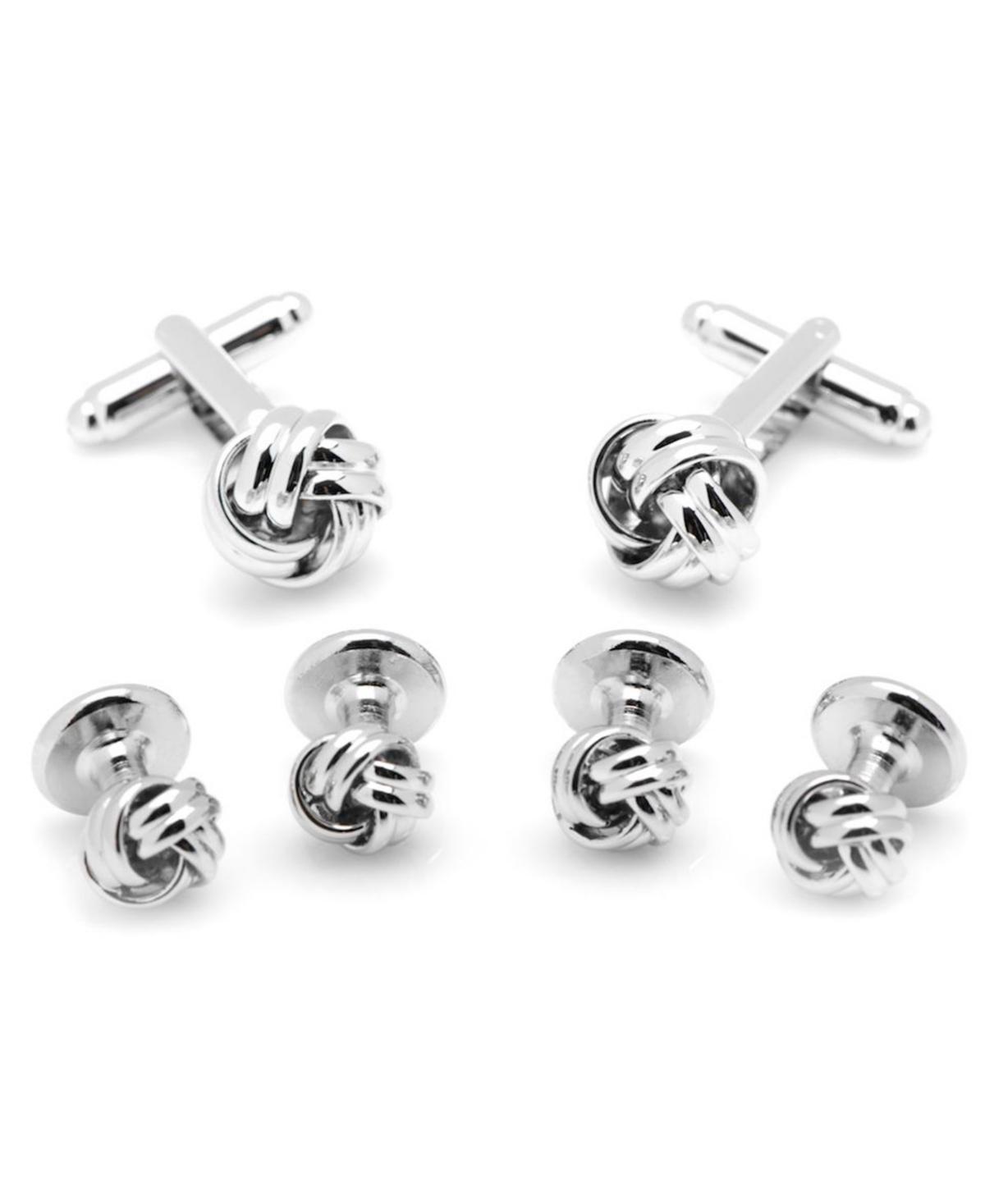 Silver Knot Cuff Link Stud Set Product Image