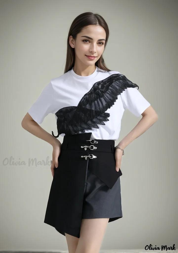 Olivia Mark – Irregular High-Waisted Colorblock Wide Leg Shorts for Casual and Stylish Looks Product Image