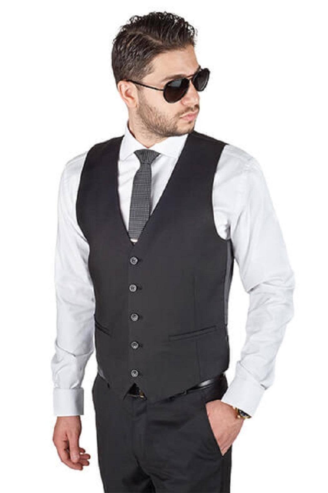 Black 5 Button Slim Fit Vest Male Product Image