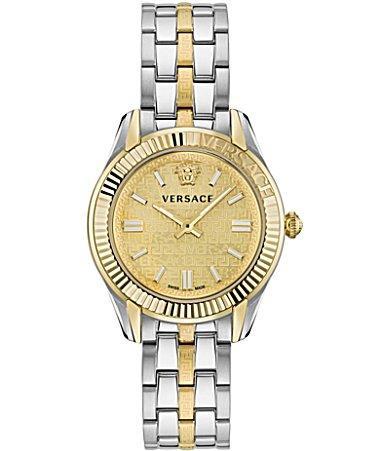 Versace Womens Swiss Greca Time Two Tone Stainless Steel Bracelet Watch 35mm Product Image