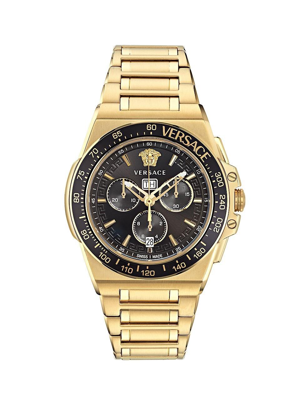 Mens 45MM Greca Extreme Chrono Yellow Gold Watch Product Image