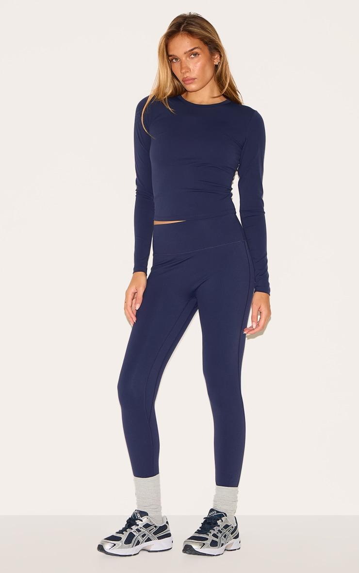 Navy Sculpt Long Sleeve Gym Top Product Image