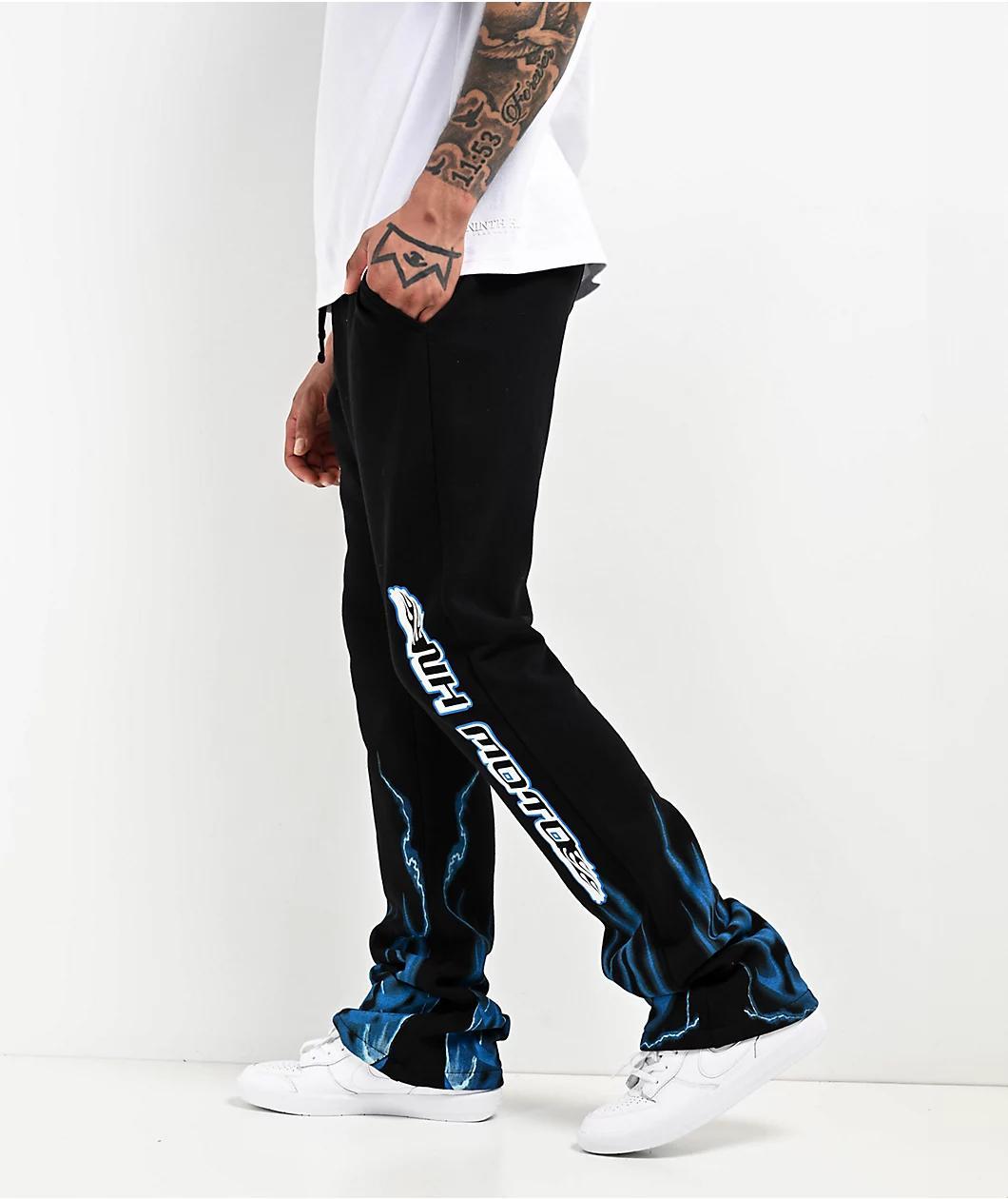 Ninth Hall Race Black Signal Stacked Flare Sweatpants Product Image