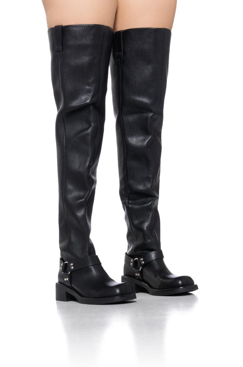 AZALEA WANG GLASTONBURY BLACK OVER THE KNEE BOOT Product Image