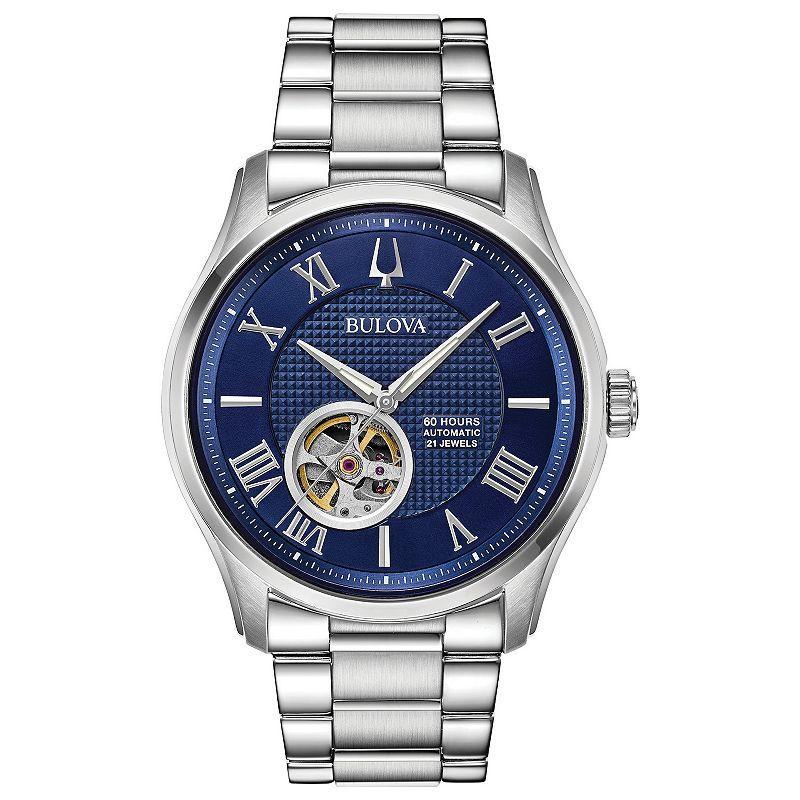 Bulova Mens Wilton Automatic Stainless Steel Watch - 96A218 Silver Tone Product Image