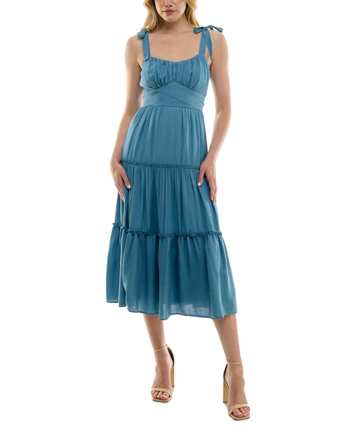 Trixxi Womens Tied Ruffle Fit & Flare Midi Dress Product Image