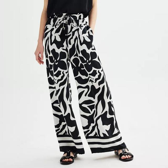 Womens Catherine Malandrino Printed Flowy Wide Leg Tassel Tie Waist Pants Product Image