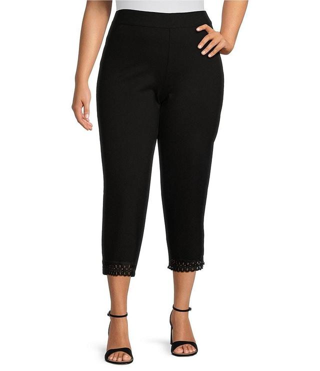 Slim Factor by Investments Plus Size Lightweight Ponte Knit Soutache Trim Capri Leggings Product Image