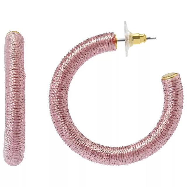 Sonoma Goods For Life Pink Thread Wrap J Hoop Earrings, Womens Product Image