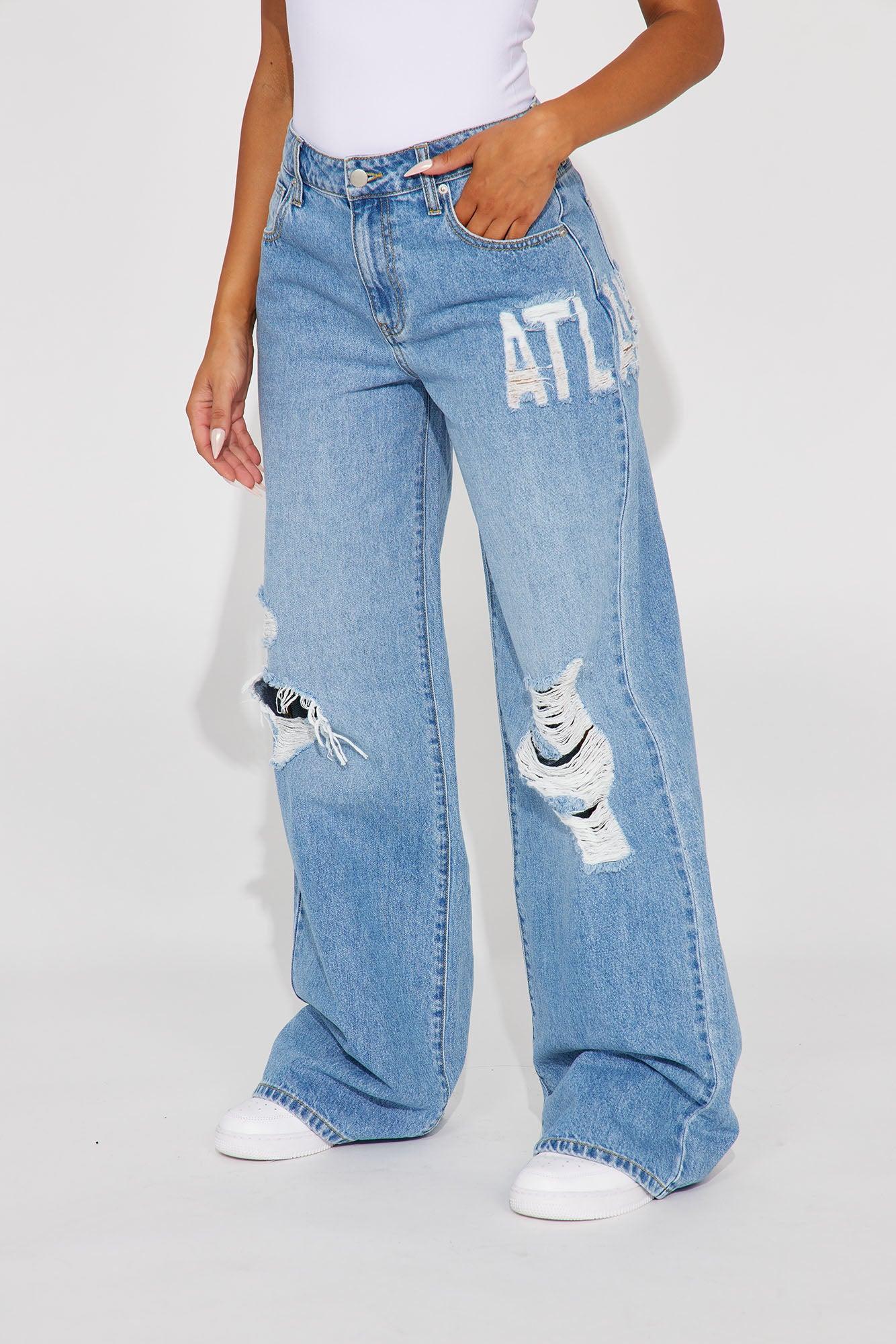 Tall Hometown Honey Atlanta Ripped Baggy Jeans - Medium Wash Product Image