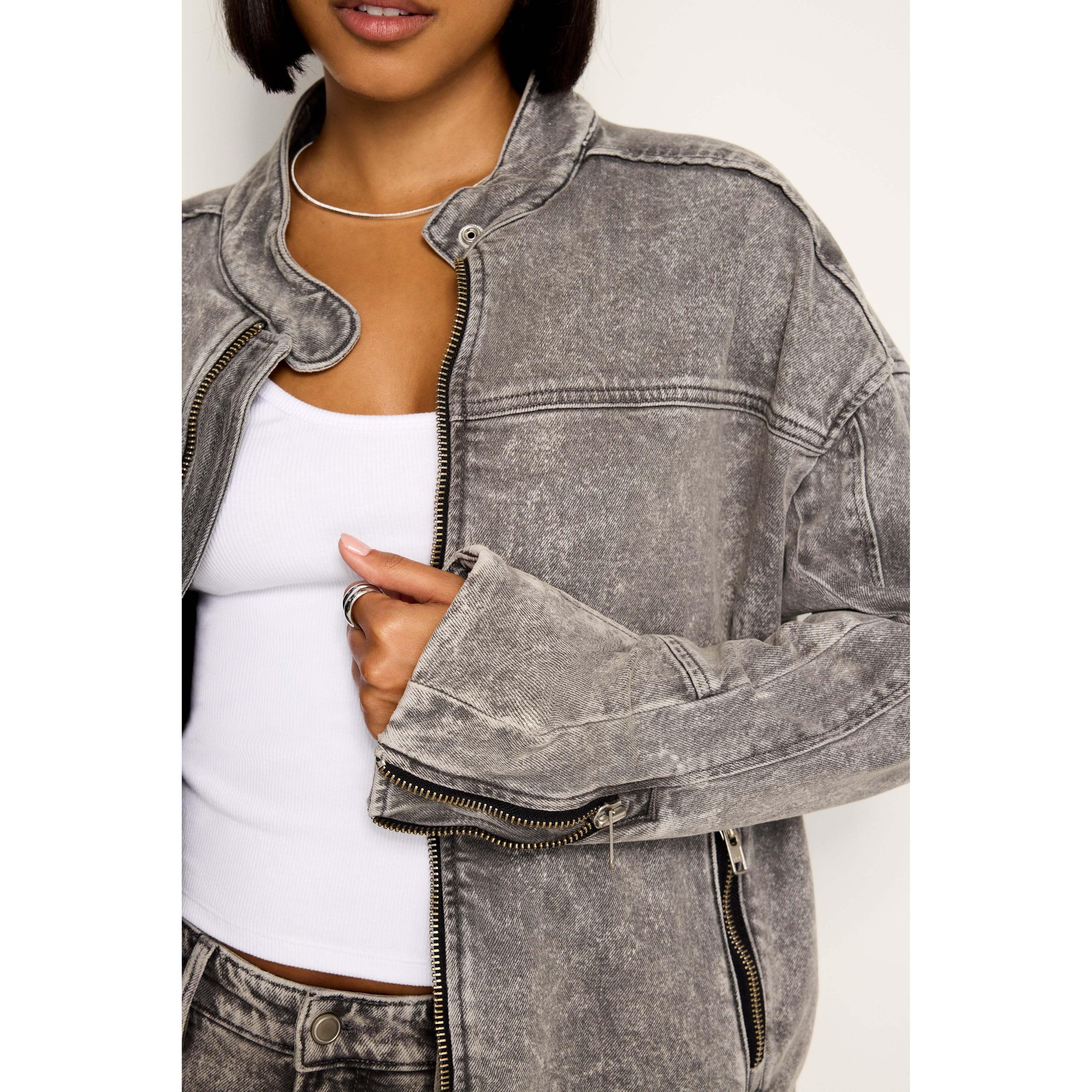 Womens Boyfriend Moto Jacket | , 328 | Good American by Khlo Kardashian Product Image