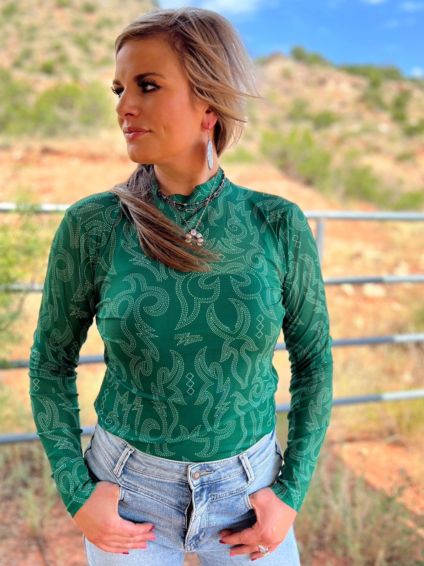 Bonfire Nights Green Mesh Top Product Image