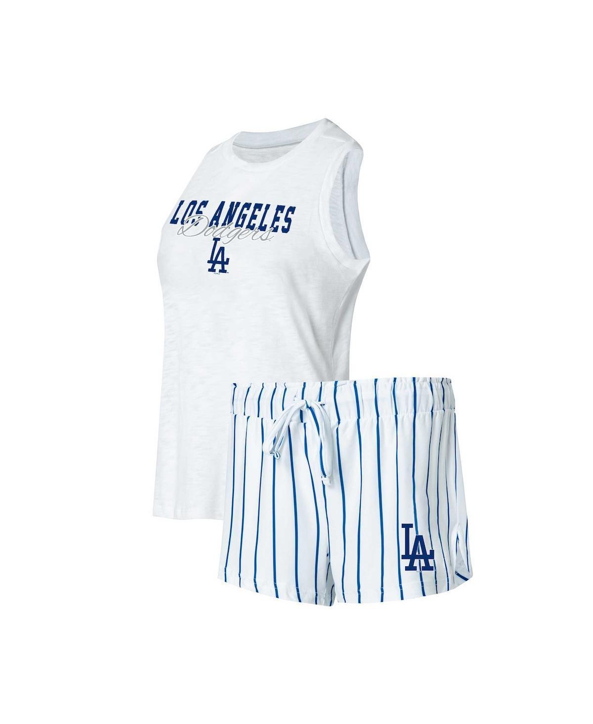 Womens Concepts Sport White Los Angeles Dodgers Reel Pinstripe Tank Top & Shorts Sleep Set Product Image