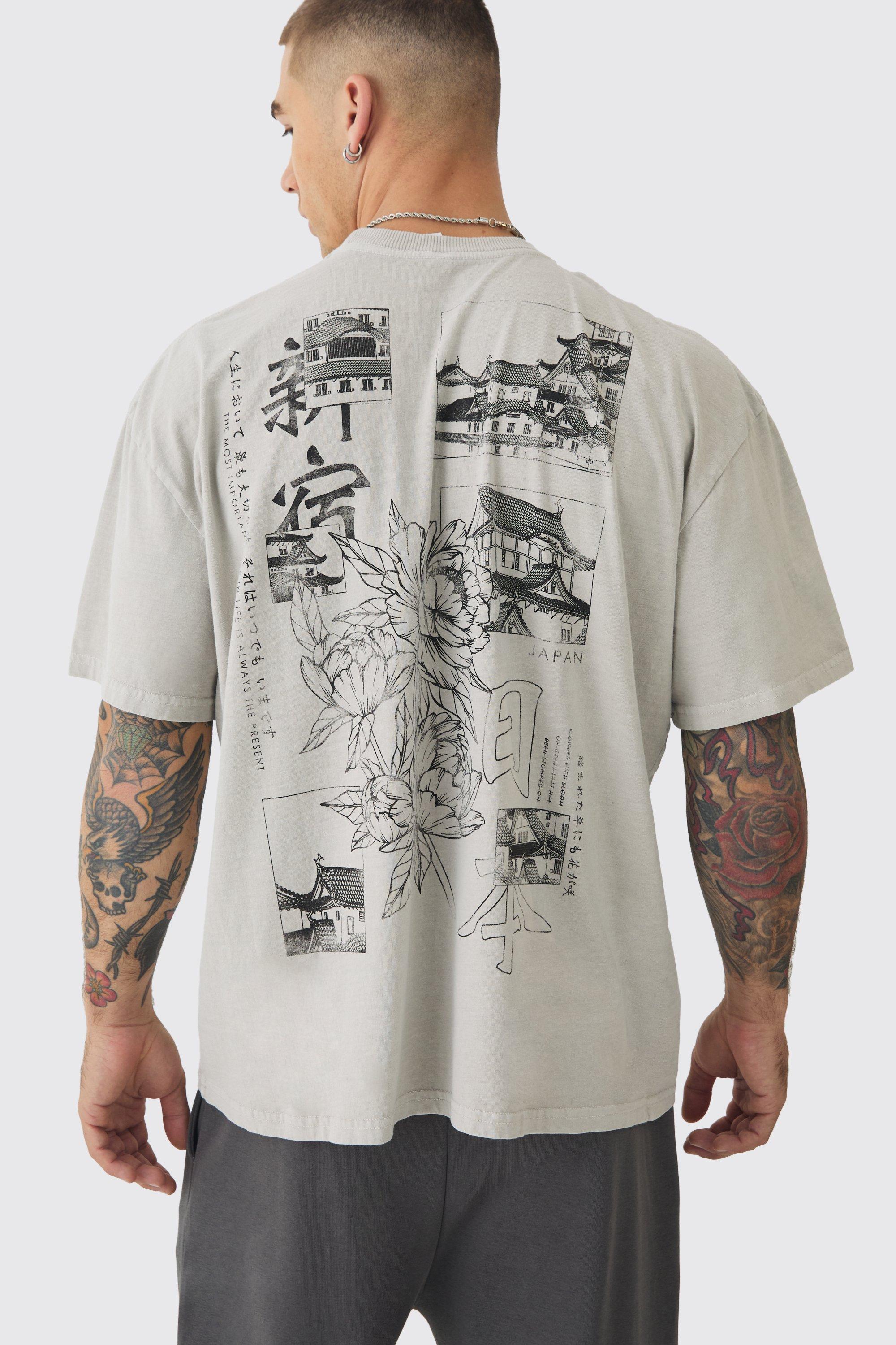 Oversized Stencil Back Graphic T-shirt | boohooMAN USA Product Image