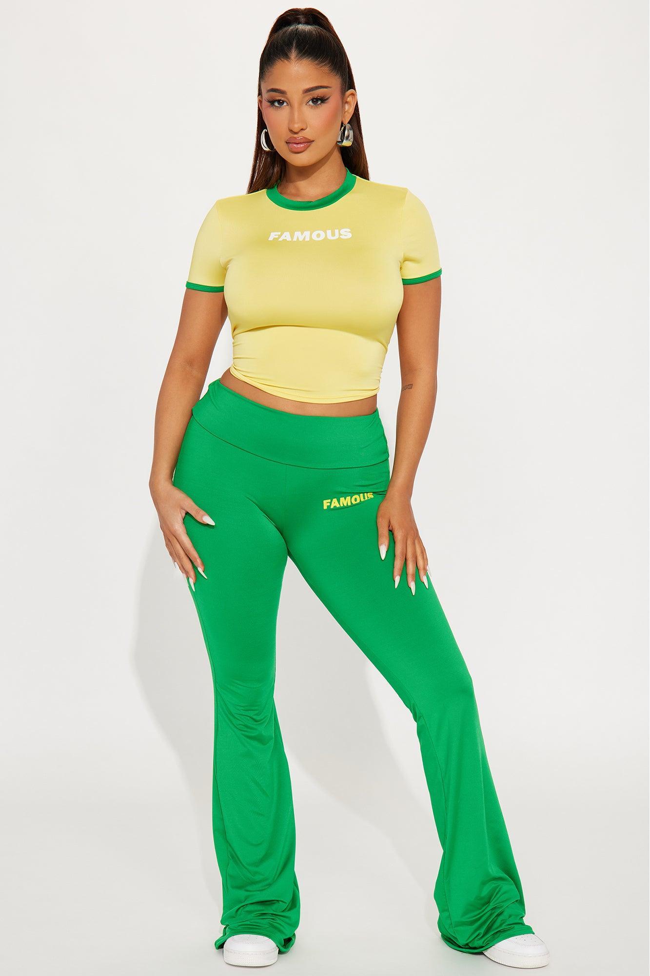 Almost Famous Pant Set - Green/combo Product Image