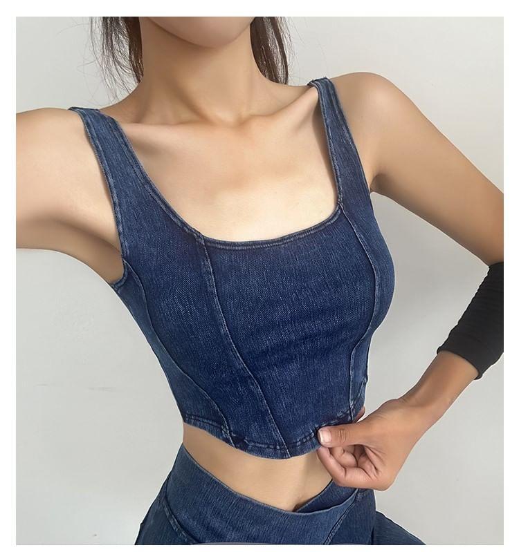 Sleeveless Denim Crop Sports Top product image